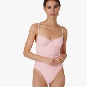 Onia Isabella high leg seersucker one piece